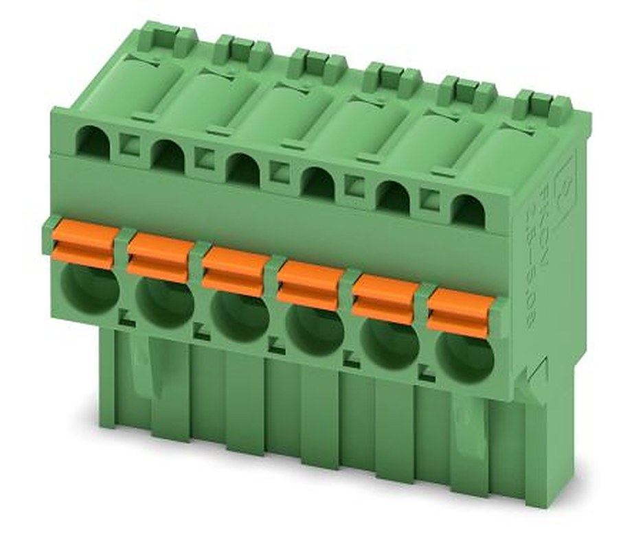 Phoenix Contact FKCVR 2.5/ 6-ST-5.08 Series Pluggable Terminal Block, 6-Contact, 5.08 mm Pitch, 1 Row, 1873993