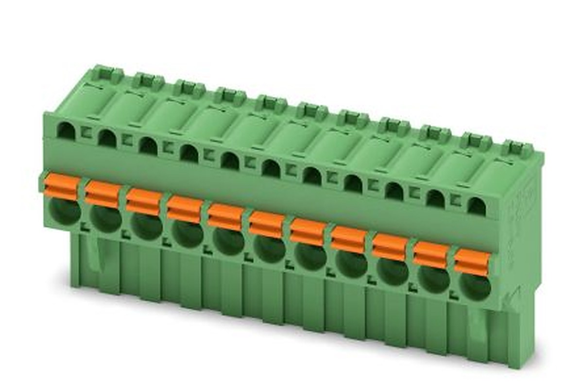 Phoenix Contact FKCVR 2.5/11-ST-5.08 Series Pluggable Terminal Block, 11-Contact, 5.08 mm Pitch, 1 Row, 1874044