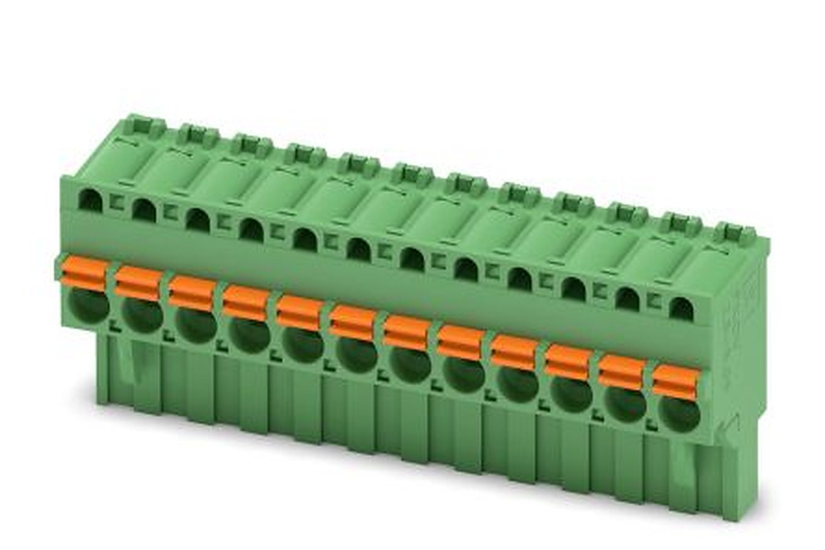 Phoenix Contact FKCVR 2.5/12-ST-5.08 Series Pluggable Terminal Block, 12-Contact, 5.08 mm Pitch, 1 Row, 1874057