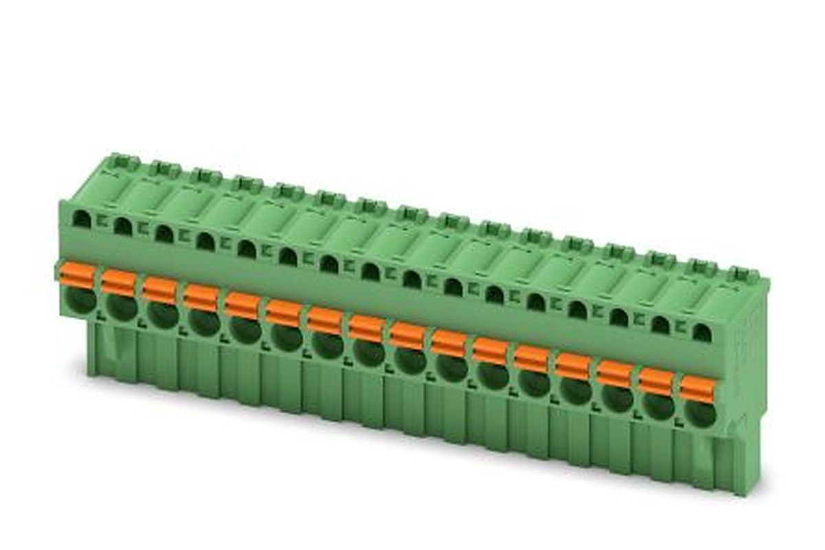 Phoenix Contact FKCVR 2.5/16-ST-5.08 Series Pluggable Terminal Block, 16-Contact, 5.08 mm Pitch, 1 Row, 1874099