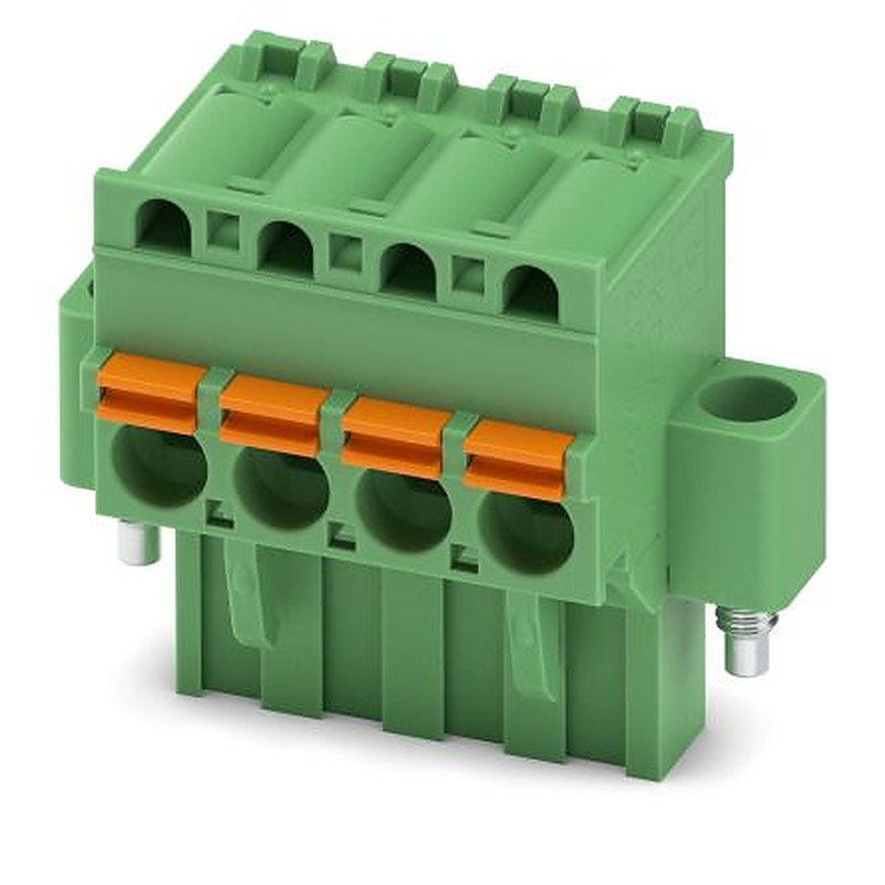 Phoenix Contact FKCVR 2.5/ 4-STF-5.08 Series Pluggable Terminal Block, 4-Contact, 5.08 mm Pitch, 1 Row, 1874125
