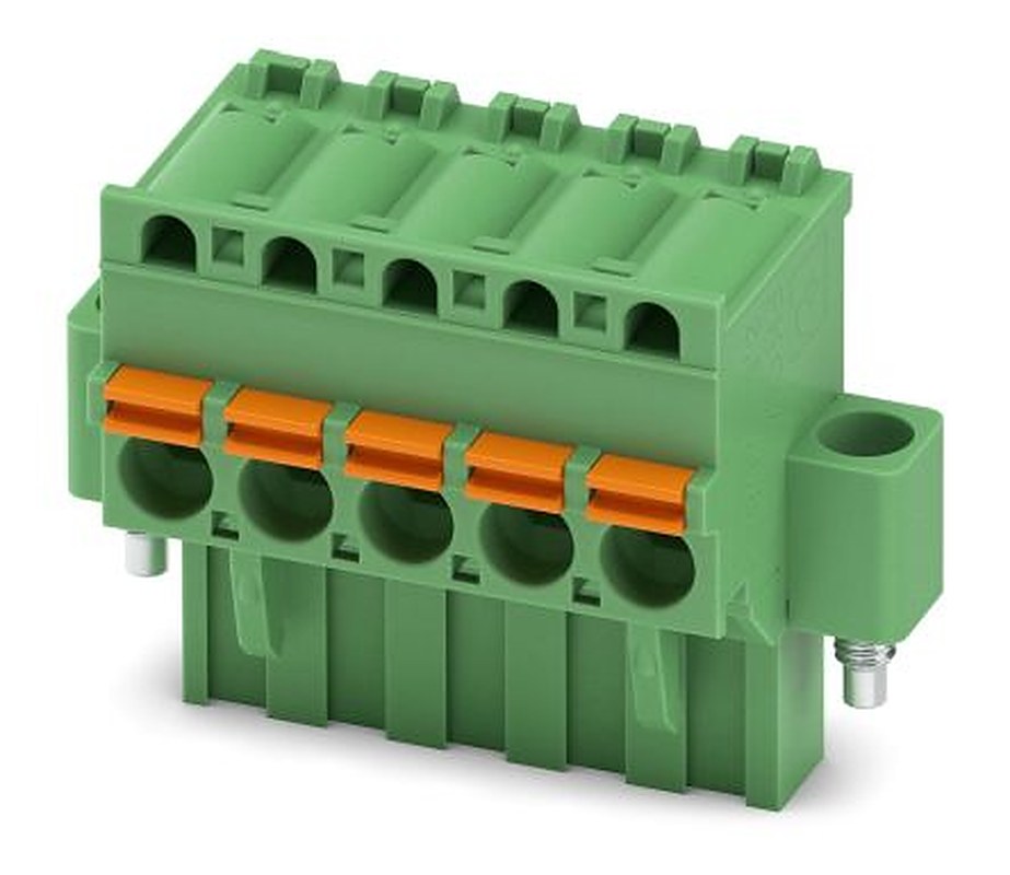 Phoenix Contact FKCVR 2.5/ 5-STF-5.08 Series Pluggable Terminal Block, 5-Contact, 5.08 mm Pitch, 1 Row, 1874138