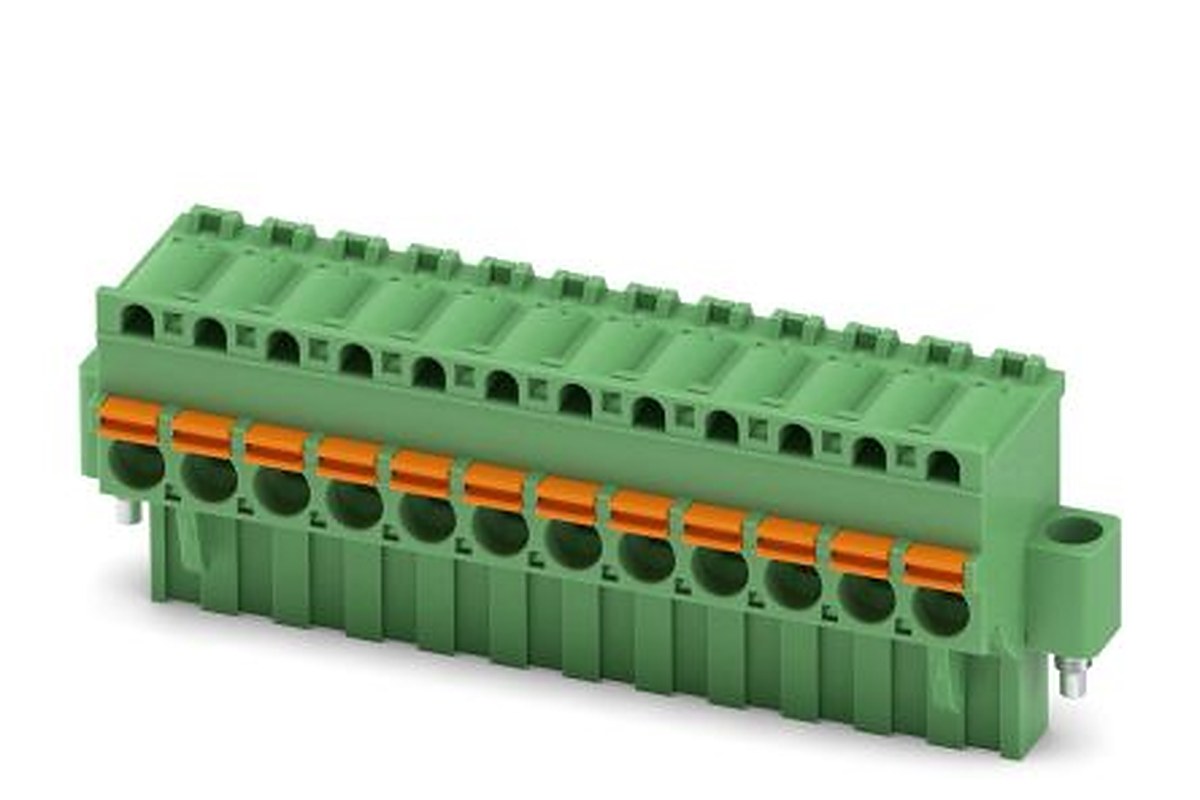 Phoenix Contact FKCVR 2.5/12-STF-5.08 Series Pluggable Terminal Block, 12-Contact, 5.08 mm Pitch, 1 Row, 1874206