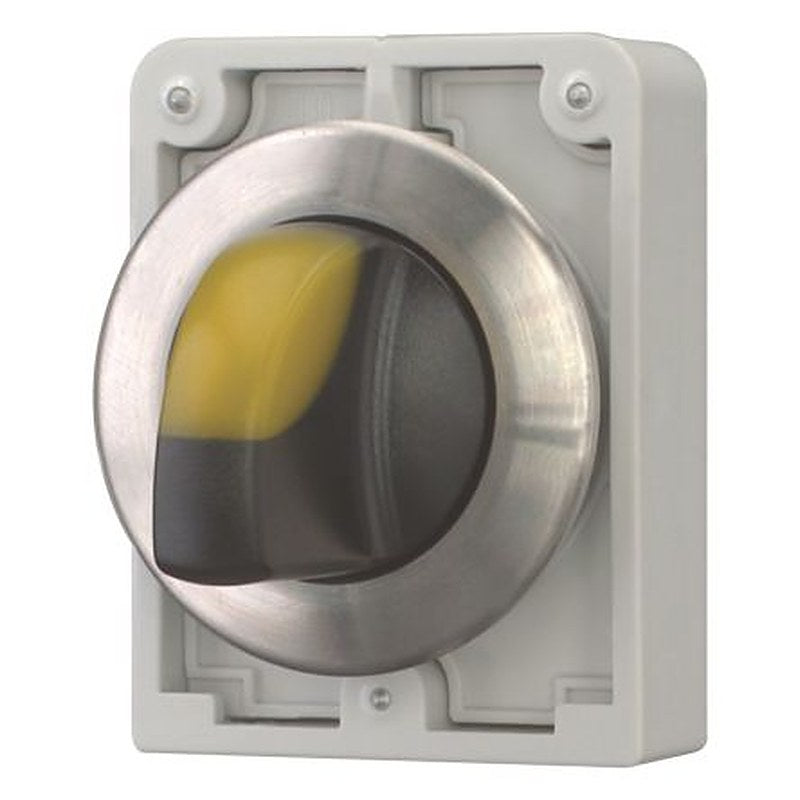 Eaton M30 Series 3 Position Illuminated Selector Switch Head, 30 mm Cutout, Yellow Handle, IP66