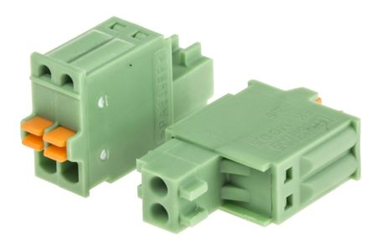 Phoenix Contact FK-MC 0.5/2-ST-2.5 Series Pluggable Terminal Block, 2-Contact, 2.5 mm Pitch, 1 Row, 1881325
