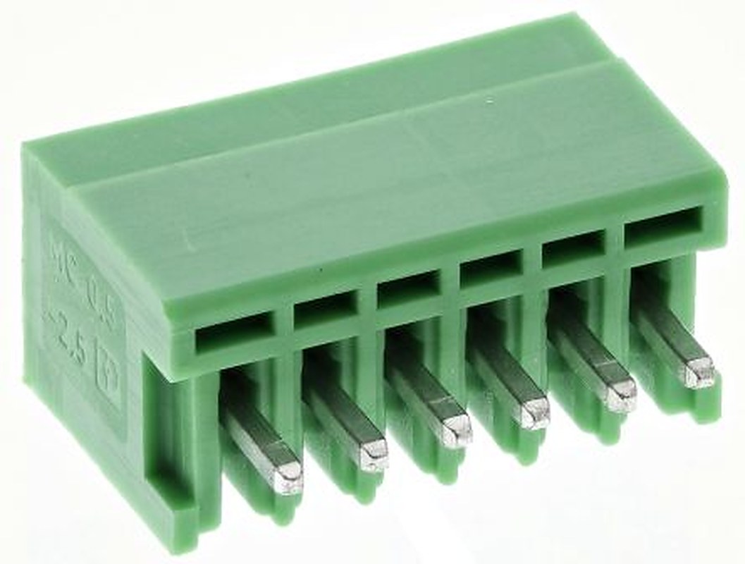 Phoenix Contact MCV 0.5/6-G-2.5 Series Pluggable Terminal Block, 6-Contact, 2.5 mm Pitch, 1 Row, 1881590