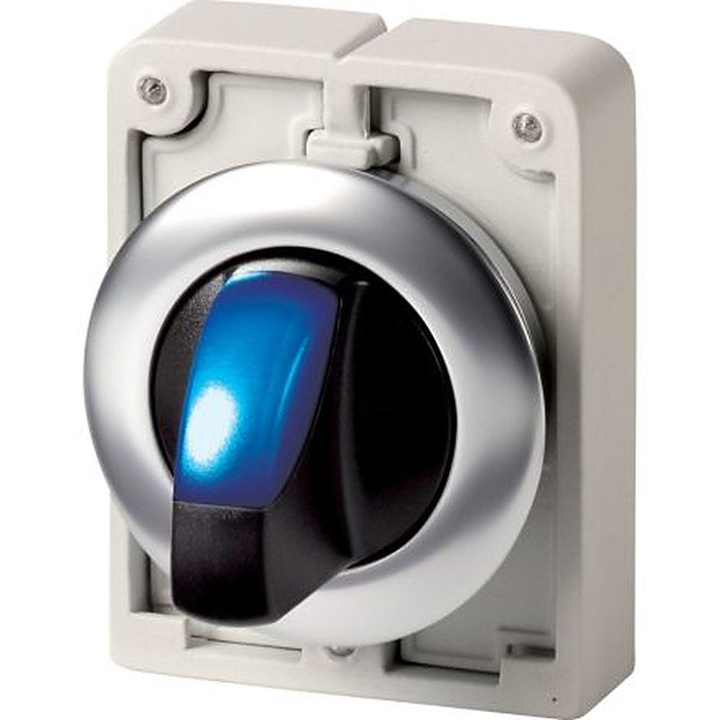 Eaton M30 Series 2 Position Illuminated Selector Switch Head, 30 mm Cutout, Blue Handle, IP66