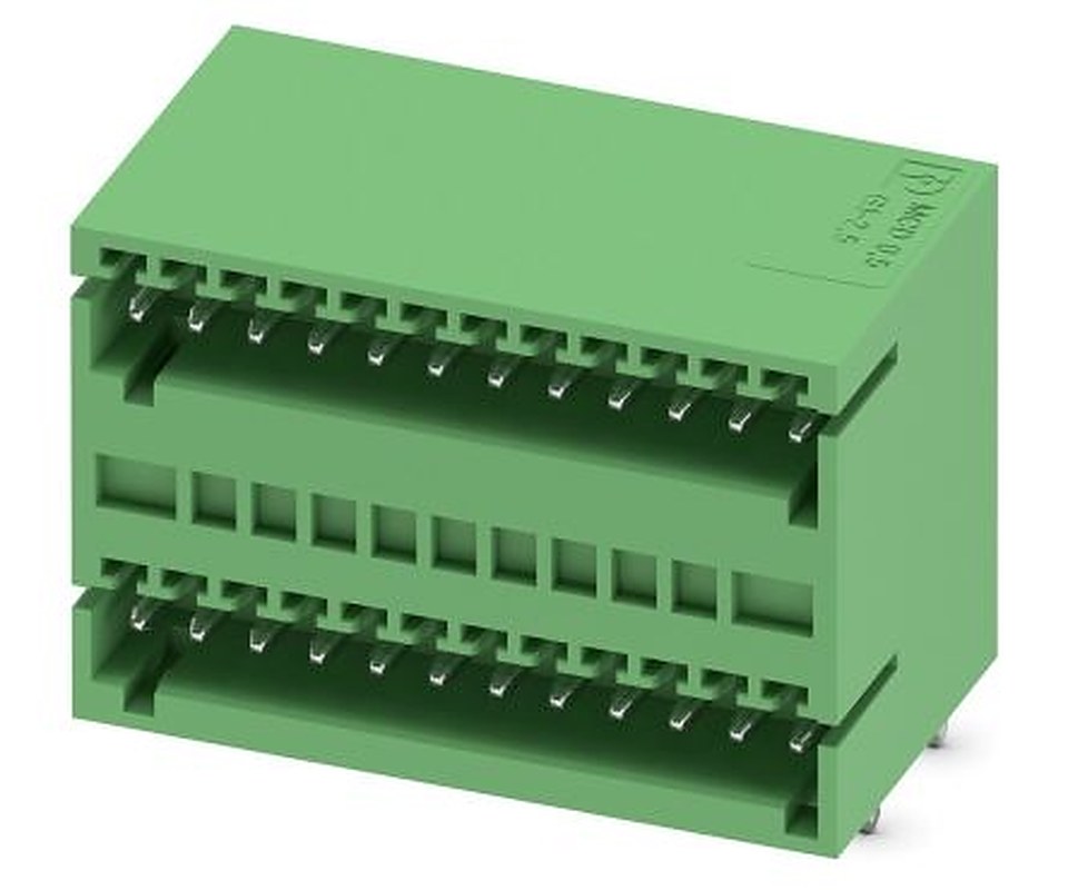 Phoenix Contact MCD 0.5/12-G1-2.5 Series Right Angle Through Hole PCB Header, 12 Contact(s), 2.5 mm Pitch, 2 Row,