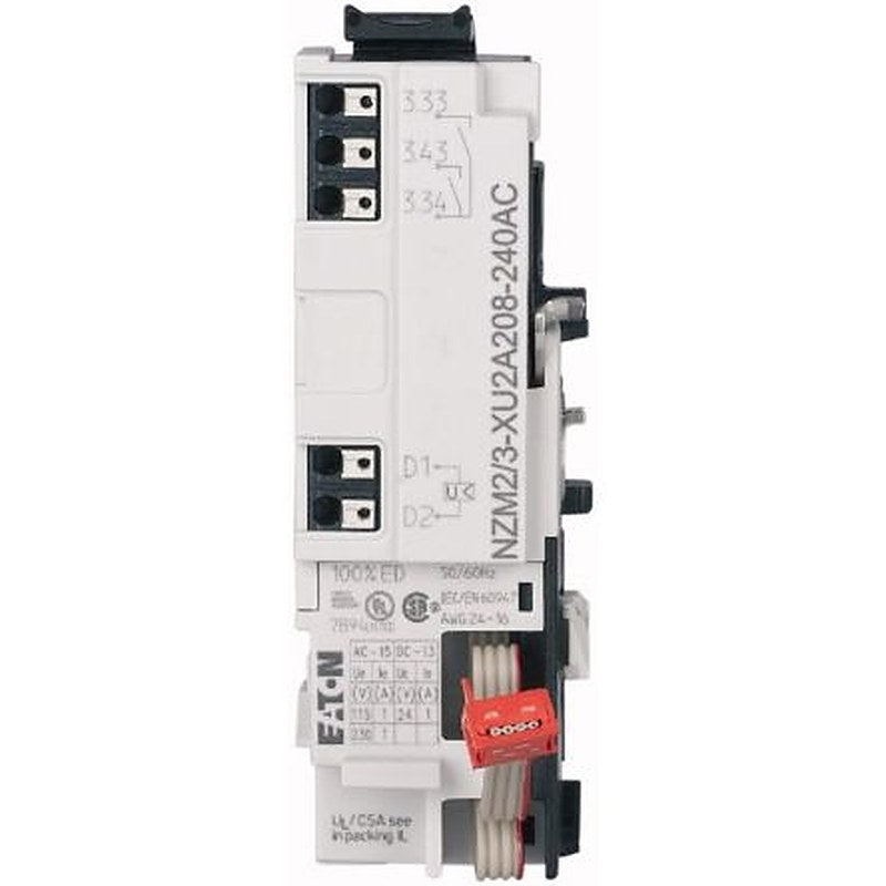 Eaton Shunt Release, 2 Contact, 2 NO, NZM2/3, Push-in, 1 A, 240V, 189743 NZM2/3-XA2A208-240AC
