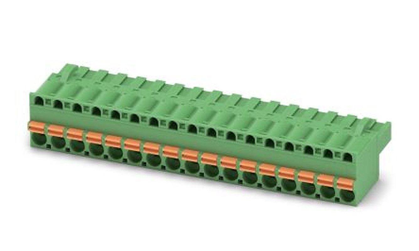 Phoenix Contact FKCT 2.5/17-ST-5.08 Series Pluggable Terminal Block, 17-Contact, 5.08 mm Pitch, 1 Row, 1902262