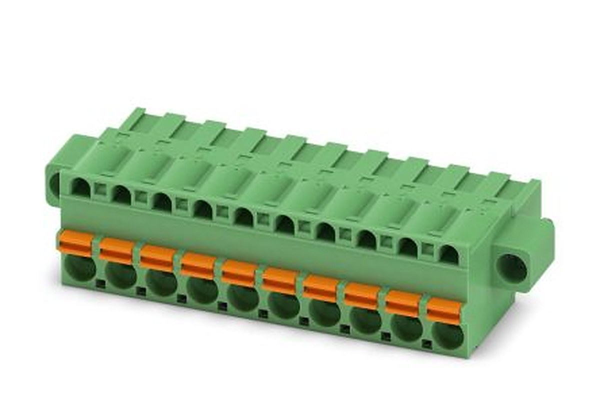 Phoenix Contact FKCT 2.5/10-STF-5.08 Series Pluggable Terminal Block, 10-Contact, 5.08 mm Pitch, 1 Row, 1902385