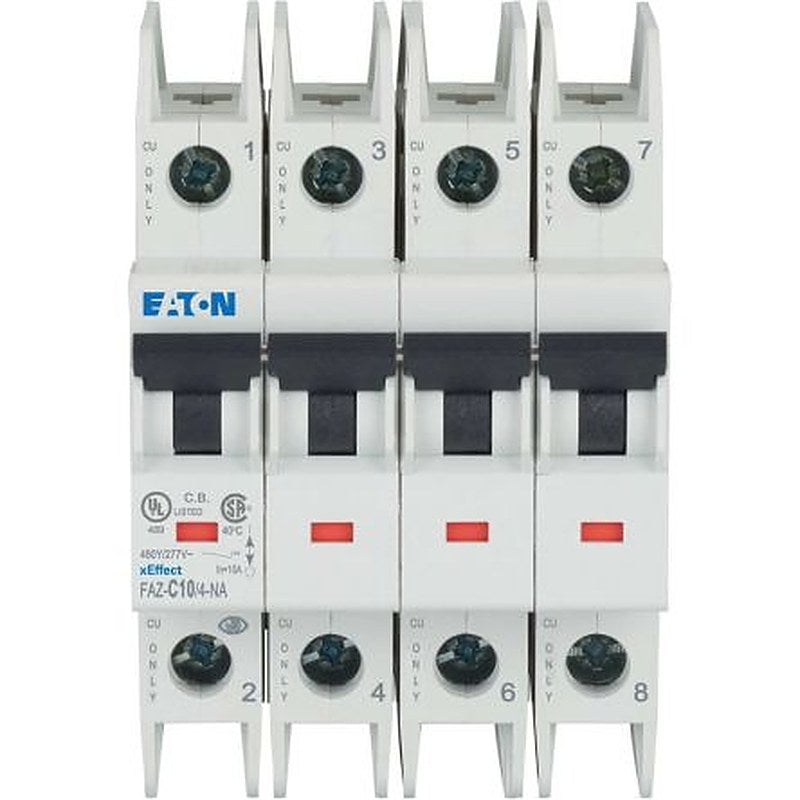 Eaton xEffect FAZ Miniature Circuit Breaker, 4-Pole, 10A, Type C, 240V ac AC, 60 V dc DC, 10 kA Breaking Capacity