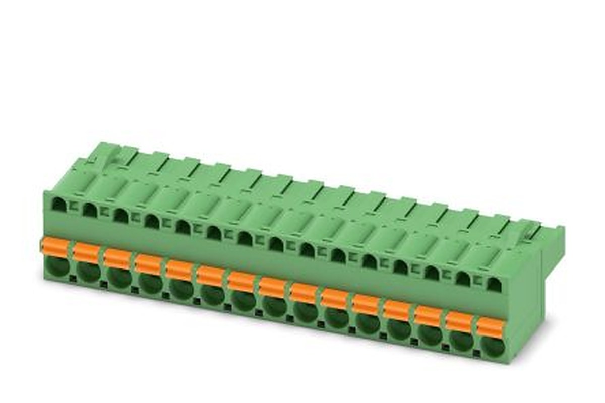 Phoenix Contact FKCT 2.5/15-ST Series Pluggable Terminal Block, 15-Contact, 5 mm Pitch, 1 Row, 1909346