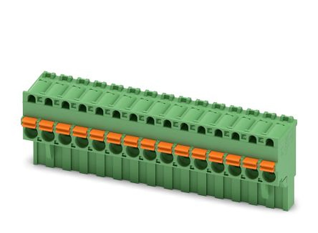 Phoenix Contact FKCVR 2.5/15-ST Series Pluggable Terminal Block, 15-Contact, 5 mm Pitch, 1 Row, 1909841