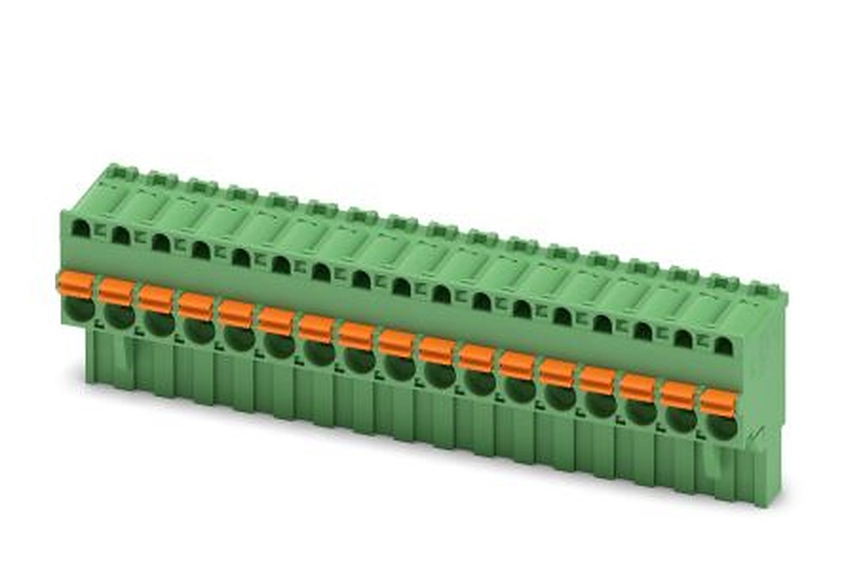 Phoenix Contact FKCVR 2.5/17-ST Series Pluggable Terminal Block, 17-Contact, 5 mm Pitch, 1 Row, 1909867