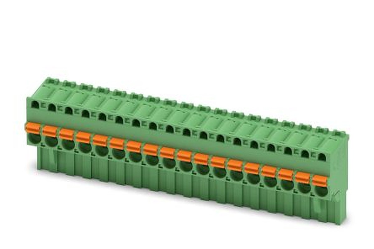 Phoenix Contact FKCVR 2.5/18-ST Series Pluggable Terminal Block, 18-Contact, 5 mm Pitch, 1 Row, 1909870