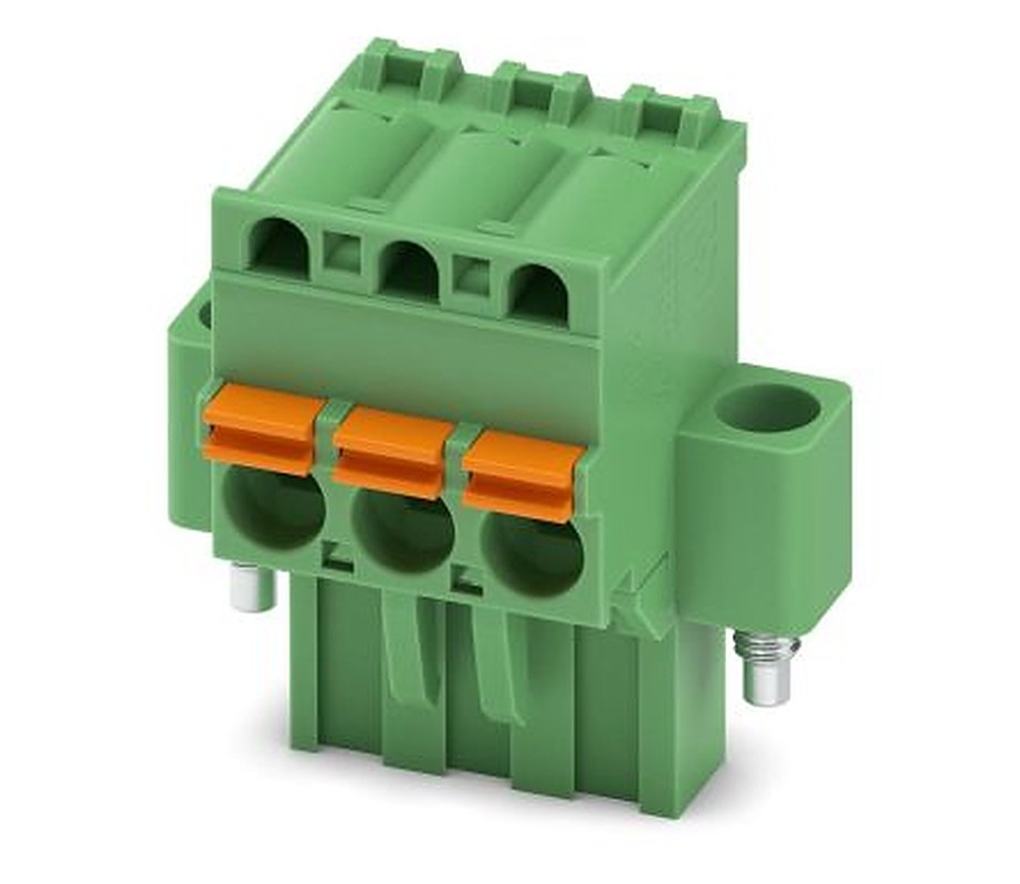 Phoenix Contact FKCVR 2.5/3-STF Series Pluggable Terminal Block, 3-Contact, 5 mm Pitch, 1 Row, 1909896