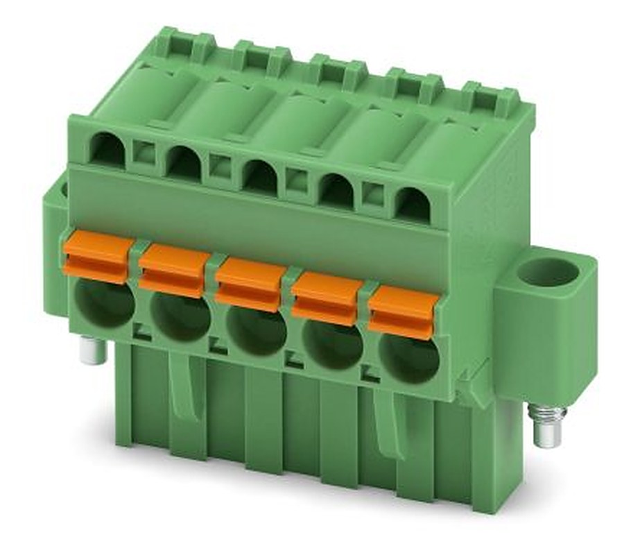 Phoenix Contact FKCVR 2.5/5-STF Series Pluggable Terminal Block, 5-Contact, 5 mm Pitch, 1 Row, 1909919