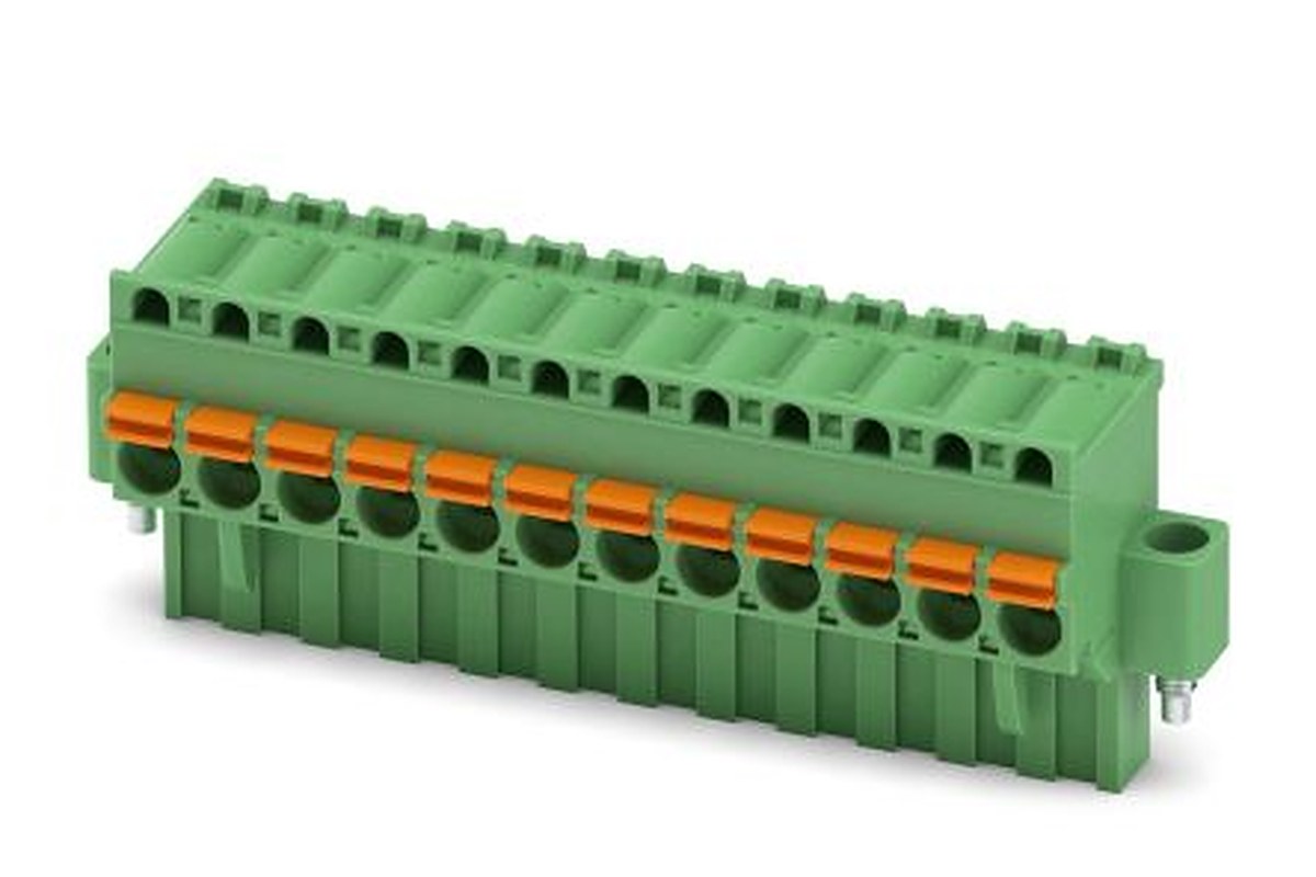 Phoenix Contact FKCVR 2.5/12-STF Series Pluggable Terminal Block, 12-Contact, 5 mm Pitch, 1 Row, 1909980