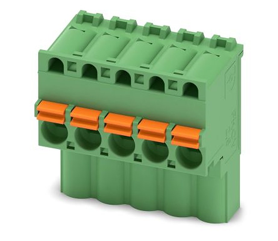 Phoenix Contact FKCVW 2.5/ 5-ST Series Pluggable Terminal Block, 5-Contact, 5 mm Pitch, 1 Row, 1910063