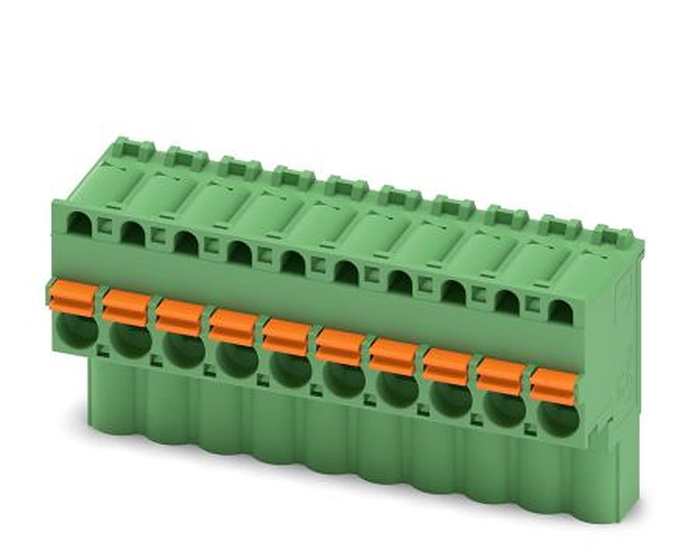 Phoenix Contact FKCVW 2.5/10-ST Series Pluggable Terminal Block, 10-Contact, 5 mm Pitch, 1 Row, 1910115