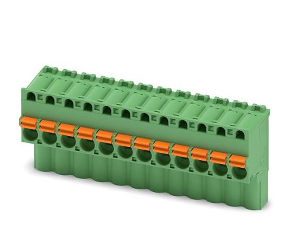 Phoenix Contact FKCVW 2.5/12-ST Series Pluggable Terminal Block, 12-Contact, 5 mm Pitch, 1 Row, 1910131