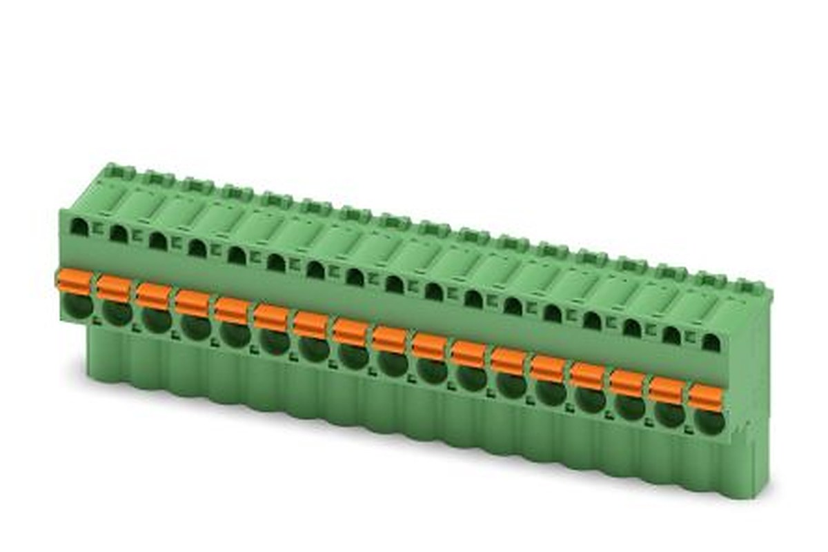 Phoenix Contact FKCVW 2.5/17-ST Series Pluggable Terminal Block, 17-Contact, 5 mm Pitch, 1 Row, 1910186