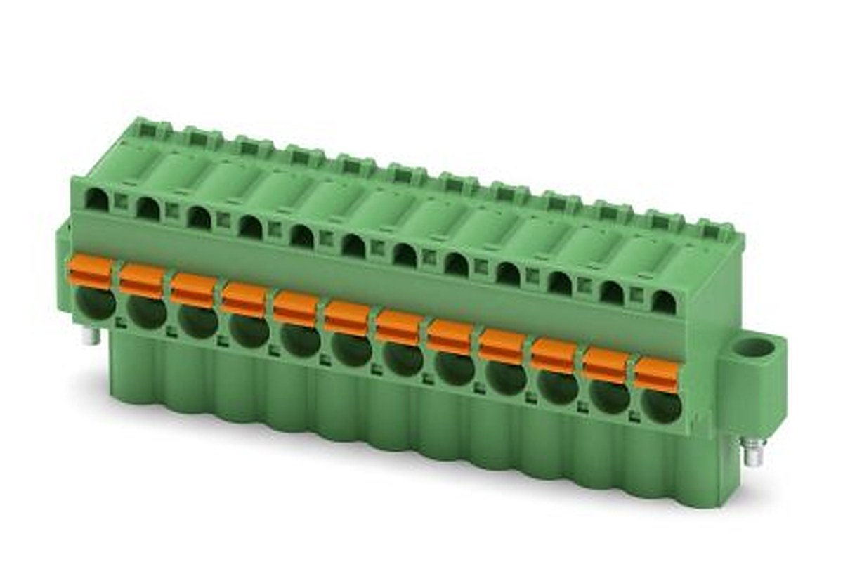 Phoenix Contact FKCVW 2.5/12-STF Series Pluggable Terminal Block, 12-Contact, 5 mm Pitch, 1 Row, 1910306