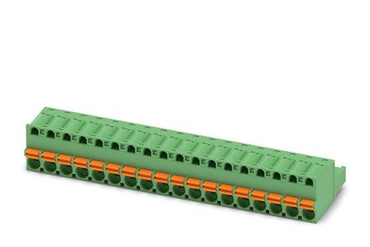 Phoenix Contact FKC 2.5/18-ST Series Pluggable Terminal Block, 18-Contact, 5 mm Pitch, 1 Row, 1910513