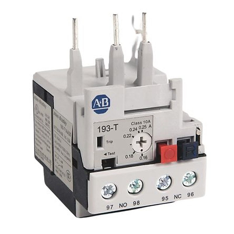 Allen Bradley, 193-T1 Overload Relay, 0.16A, 0.25 A F.L.C, 2mA Contact Rating, 6 W, 15V
