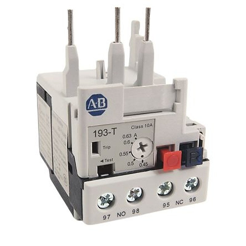 Allen Bradley, 193-T1 Overload Relay, 0.45A, 0.63 A F.L.C, 2mA Contact Rating, 12 W, 15V