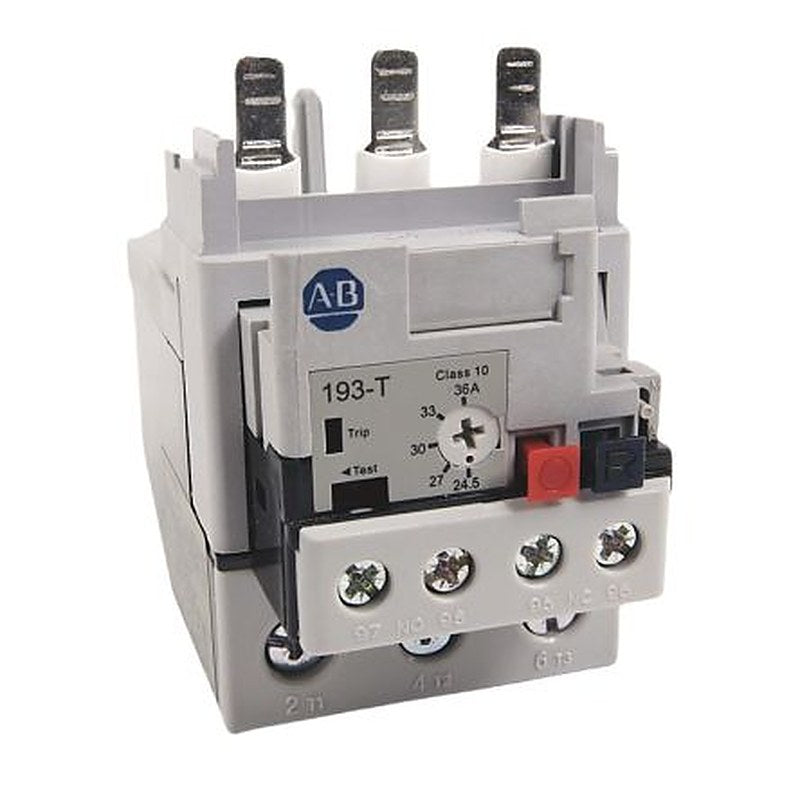 Allen Bradley, 193-T1 Overload Relay, 24.5A, 36 A F.L.C, 2mA Contact Rating, 12 W, 15V