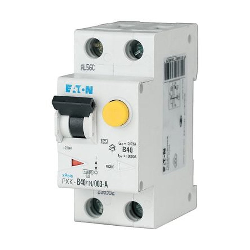 Eaton Residual Current Circuit Breaker with Overload Protection, 40A Current Rating, 1-Pole, 100 mA Trip Sensitivity,
