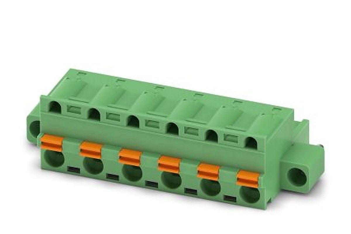 Phoenix Contact GFKC 2.5/6-STF-7.62 Series Pluggable Terminal Block, 6-Contact, 7.62 mm Pitch, 1 Row, 1939785