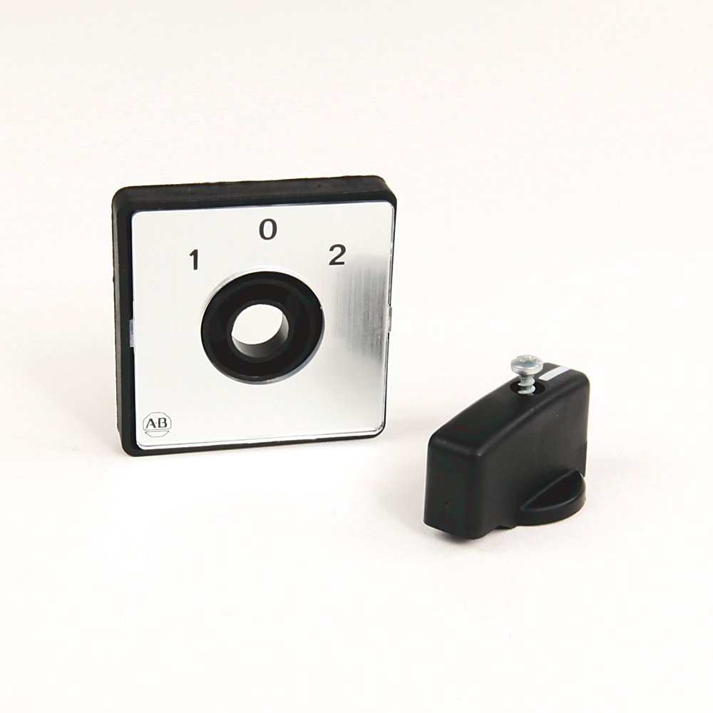 IEC Control and Load Switch Actuator, Type A, Gray/Black, 48mm x 48mm, Legend Text: 1-0-2 (60°)