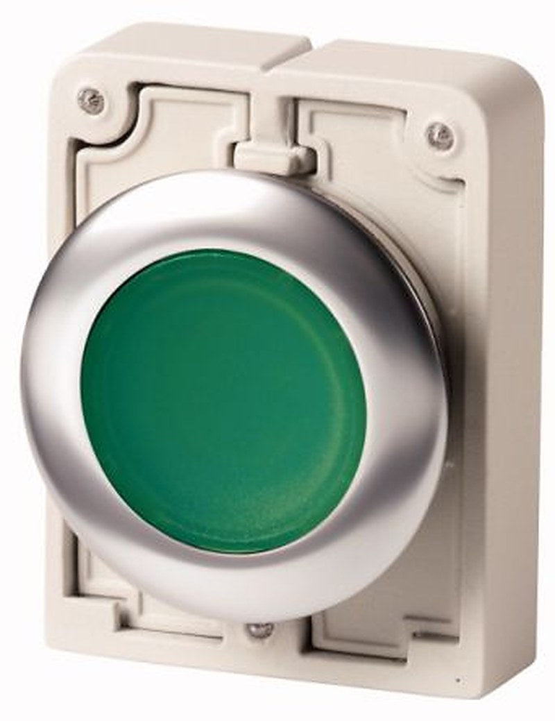 Eaton M30I-FDL-G-SP Series Green Tastend Push Button Switch, 30.5 mm Cutout, IP69, IP67, IP66