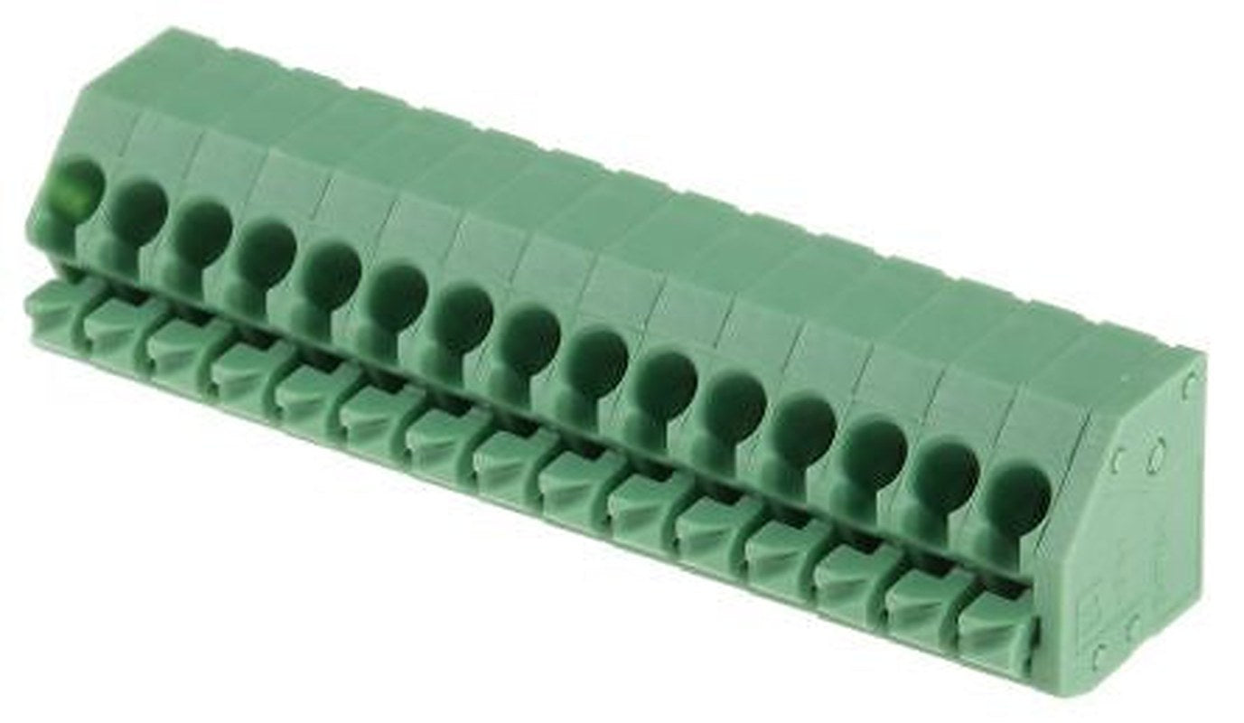 Phoenix Contact PTSA 1.5/15-3.5-F Series 45° PCB Terminal Block, 15 Contact(s), 3.5 mm Pitch, 1 Row