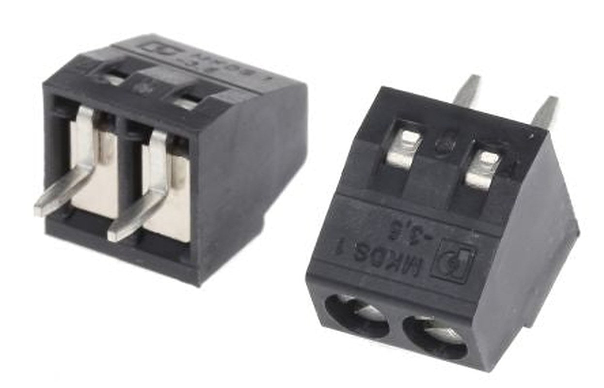 Phoenix Contact MKDS 1/2-3.5 HT BK Series PCB Terminal Block, 2-Contact, 3.5 mm Pitch, Through Hole, 1 Row Solder