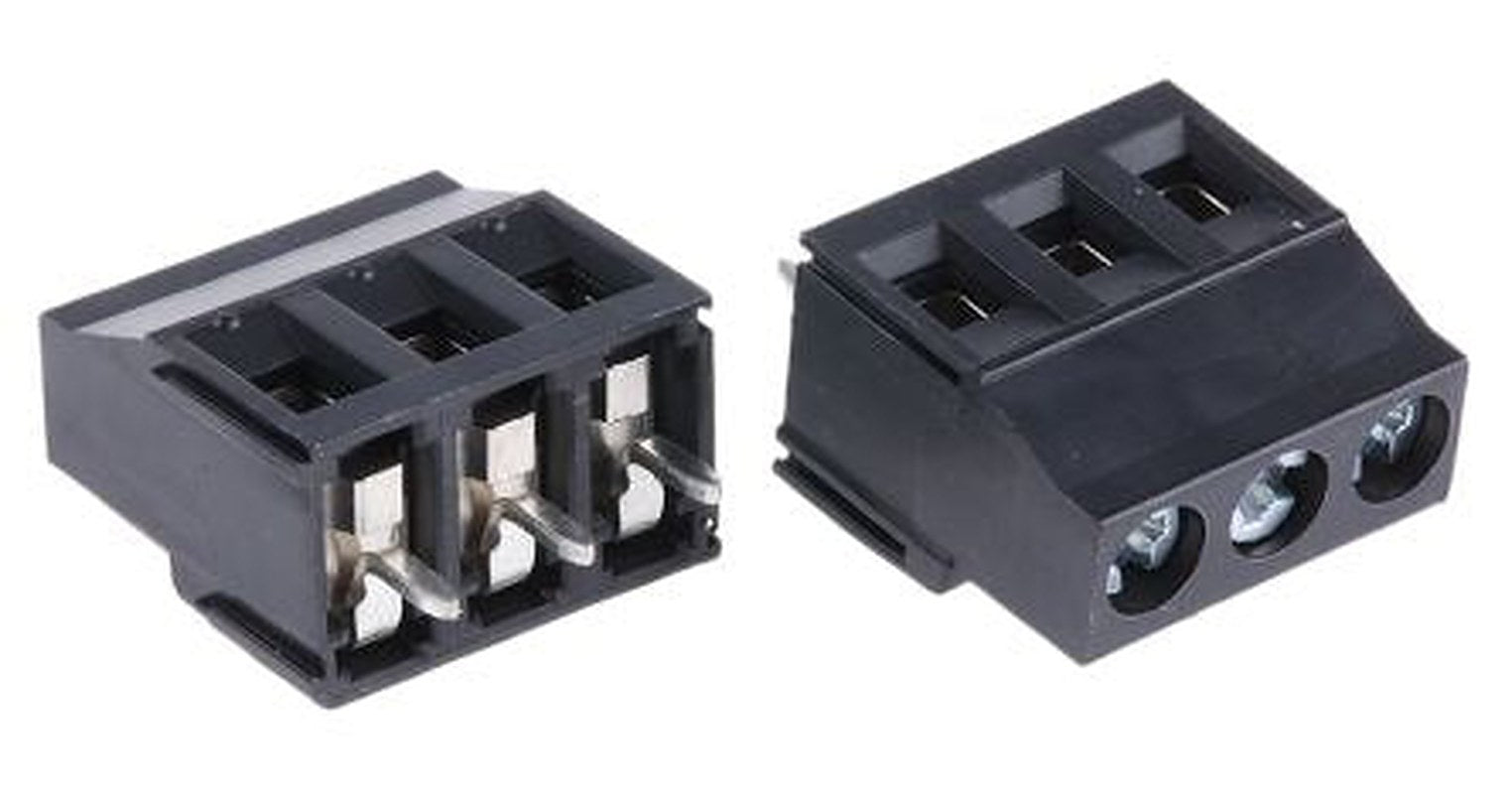 Phoenix Contact MKDSN 2.5/3-5.08 HT BK Series PCB Terminal Block, 3-Contact, 5.08 mm Pitch, Through Hole, 1 Row Solder