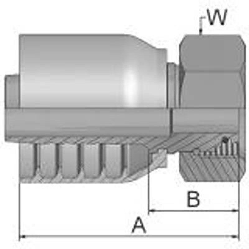 Parker 1C970-20-12 Hydraulic Fitting Female Metric, Steel, 0.75 in Hose ID