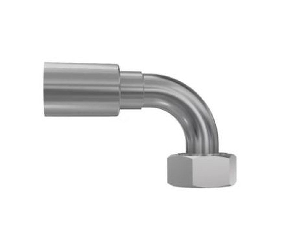 Parker, 1CF48-10-4 Chromium Steel Hydraulic Fitting, Female Metric, DKOL M16 x 1.5, 90 °, Crimp 0.25in