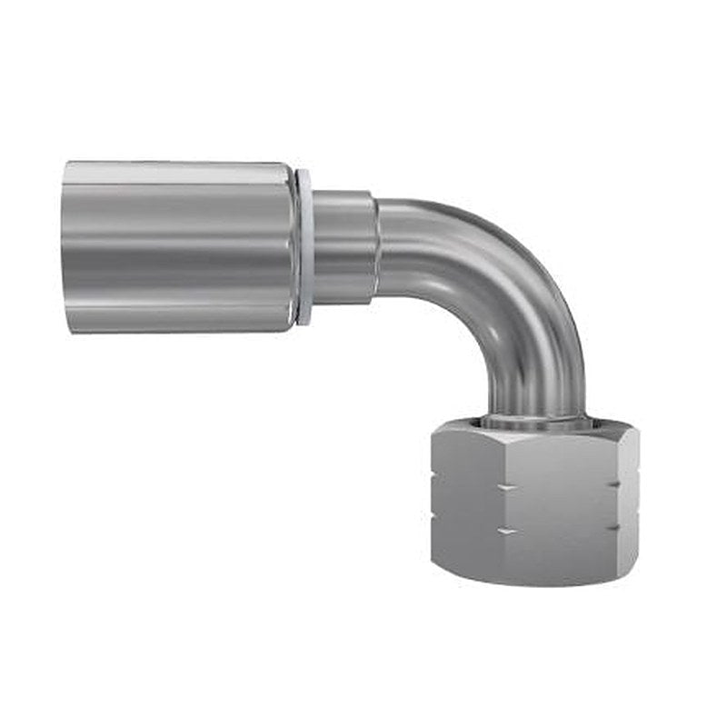 Parker, 1EC46-4-4 Chromium Steel Hydraulic Fitting, Female BSP Parallel 1/4-19, 90 °, Hose 6.4mm