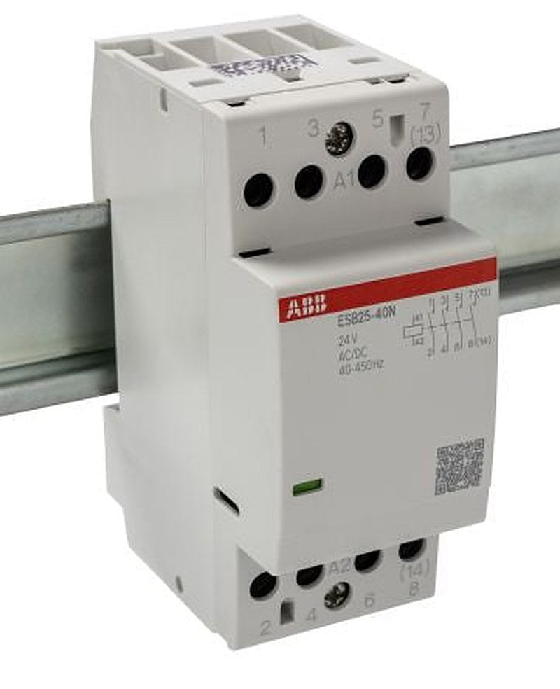 ABB ESB25 Contactor, 24V Coil, 4-Pole, 25 A, 17.3 kW 24V, 4 NO, 400V