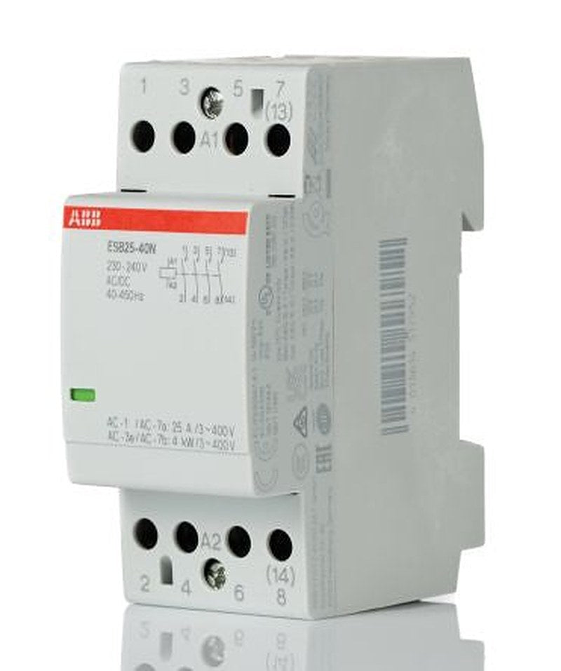 ABB ESBN Contactor, 230V ac Coil, 4-Pole, 9 A, 4 kW 240V ac/dc, 4 NO, 240V ac/dc