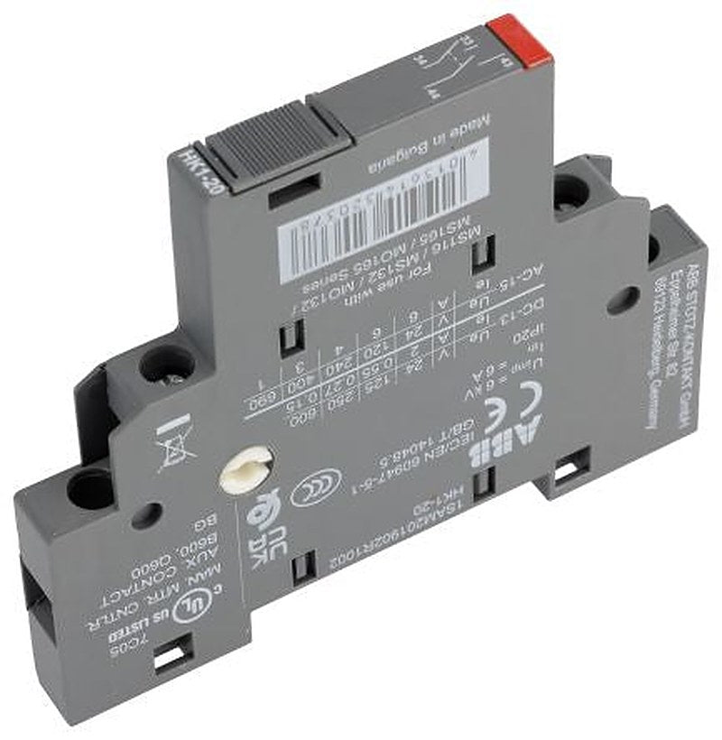 ABB Auxiliary Contact, 2 Contact, 2 NO, HK1, Side, 16 A, 220 V dc, 400V ac, 1SAM201902R1002 HK1-20