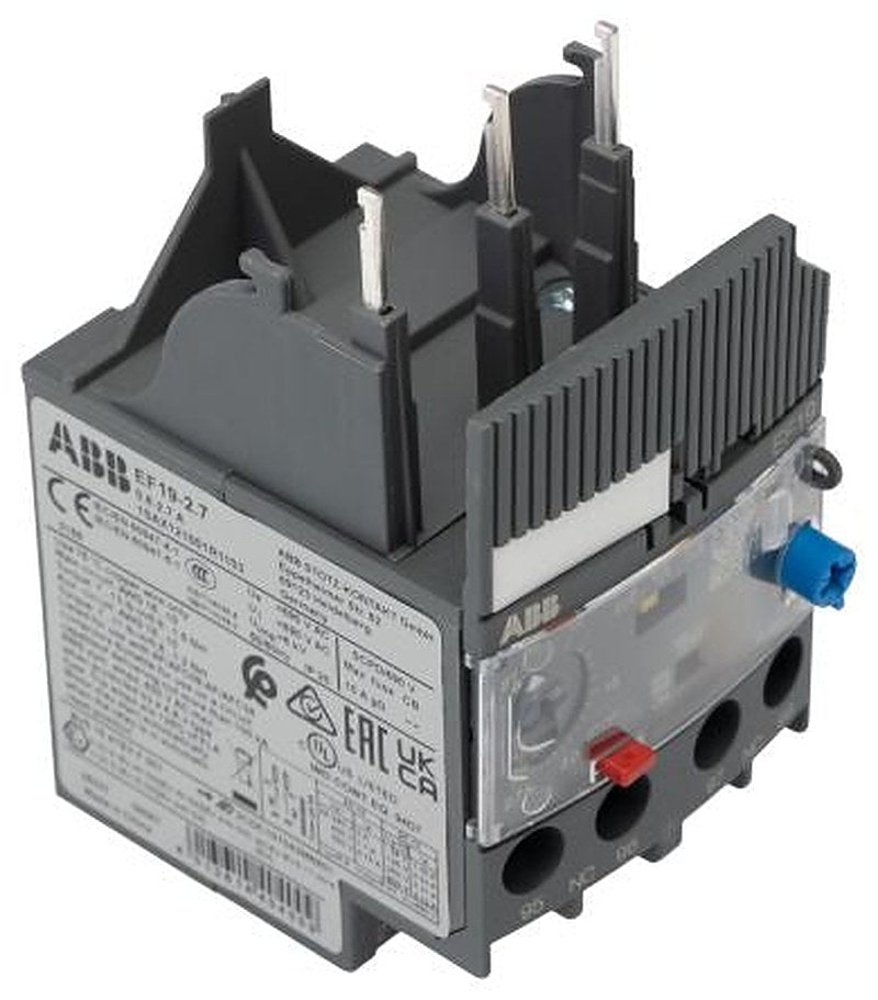 ABB, EF19 Overload Relay 1 NO/1 NC, 0.8A, 2.7 A F.L.C, 2.7A Contact Rating, 58 W, 600V ac/dc 3