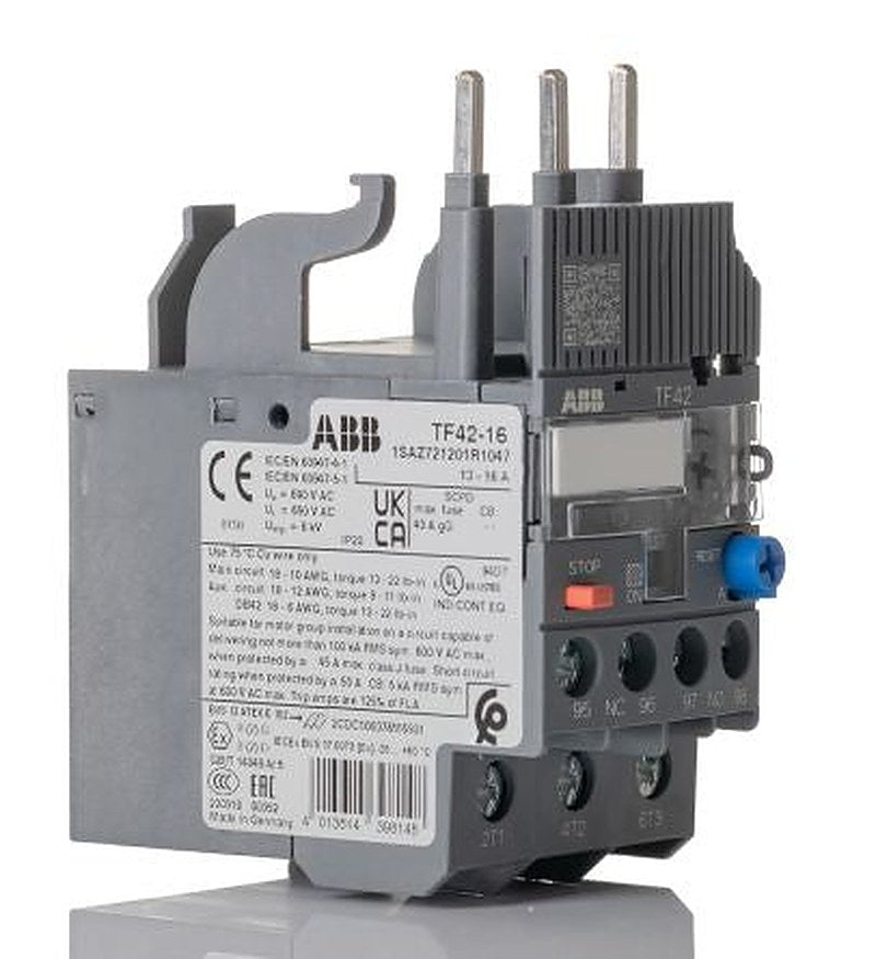 ABB, TF42 Thermal Overload Relay 1 NO/1 NC, 13A, 16 A F.L.C, 16A Contact Rating, 2.2 W 3