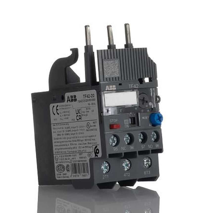 ABB, TF42 Thermal Overload Relay 1 NO/1 NC, 16A, 20 A F.L.C, 20A Contact Rating, 2.6 W 3