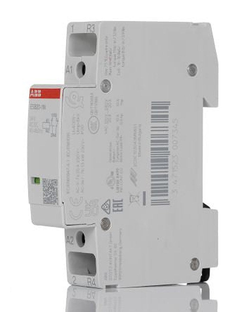 ABB ESB20 Contactor, 24V Coil, 2-Pole, 20 A, 4.6 kW 24V, 1 NO/1 NC, 250V
