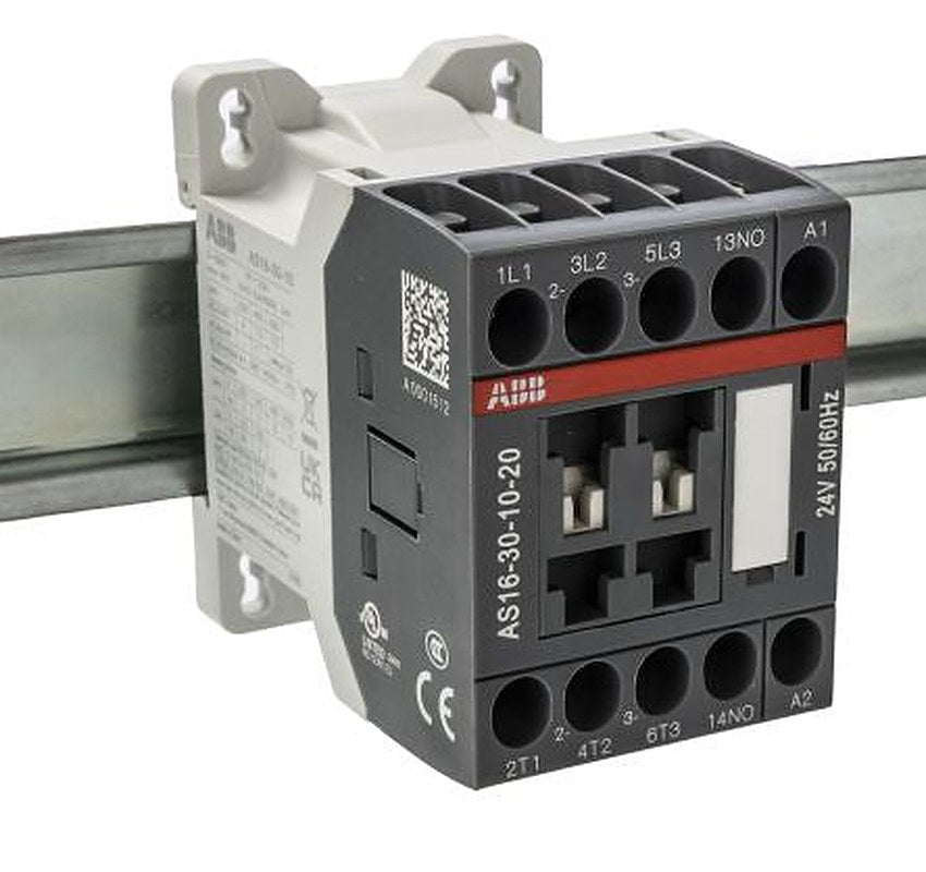 ABB AS Contactor, 24V Coil, 3-Pole, 16 A, 7.5 kW 24V, 3 NO, 690V ac